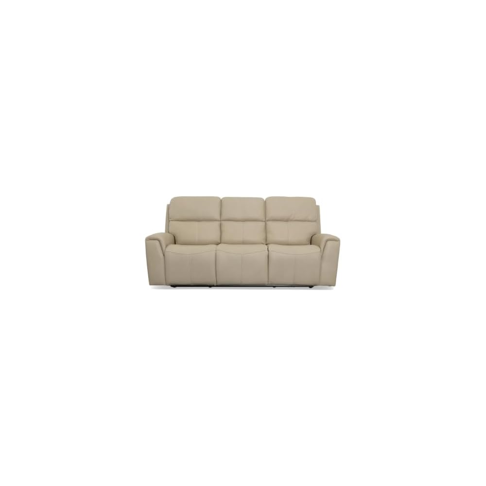 Flexsteel Power Reclining Leather 86" Sofa with Power Headrests, Zero Gravity Recliner Couch, Top Grain Leather Living Room Sofa, USB Charging Ports, Blue Steel Spring,Tan