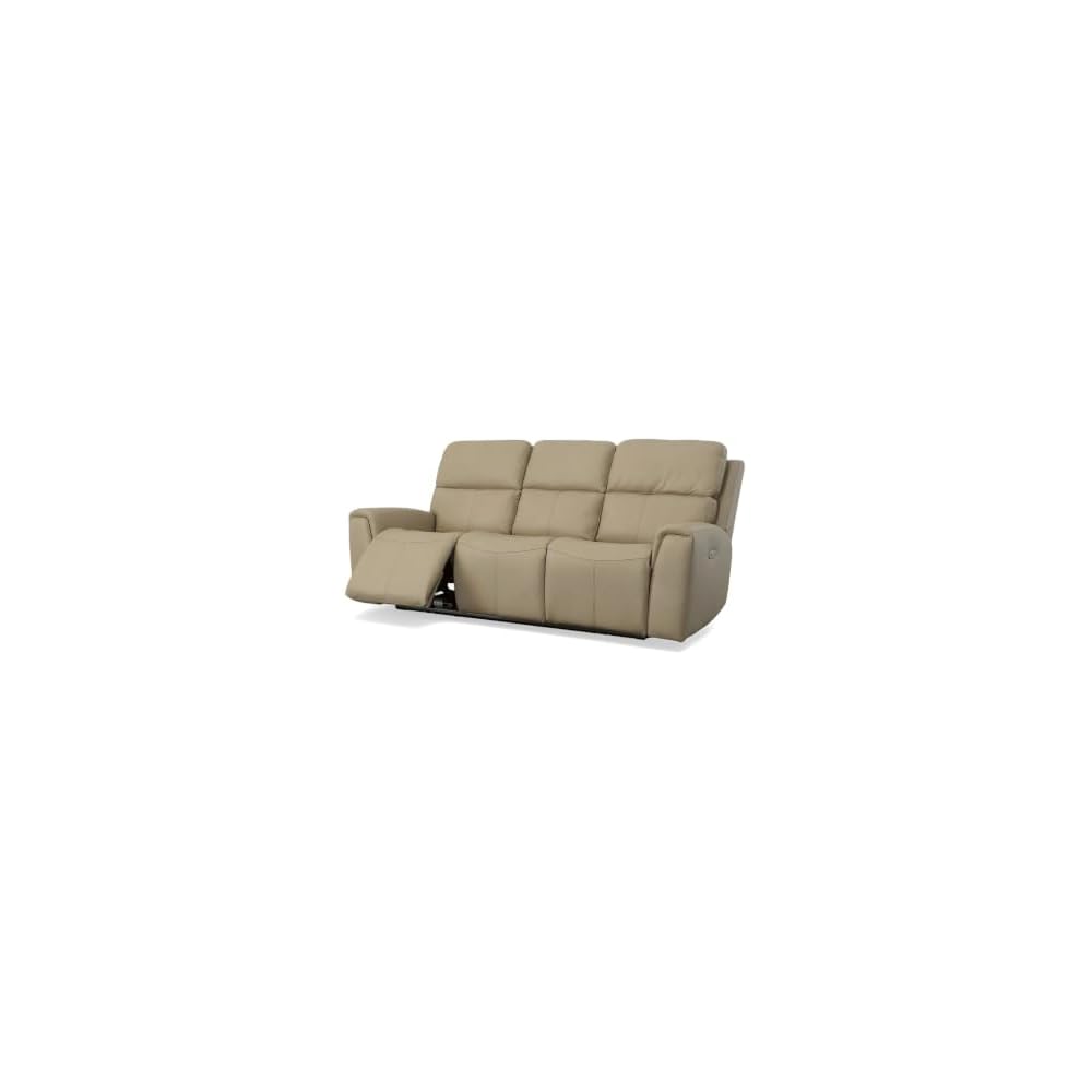 Flexsteel Power Reclining Leather 86" Sofa with Power Headrests, Zero Gravity Recliner Couch, Top Grain Leather Living Room Sofa, USB Charging Ports, Blue Steel Spring,Tan