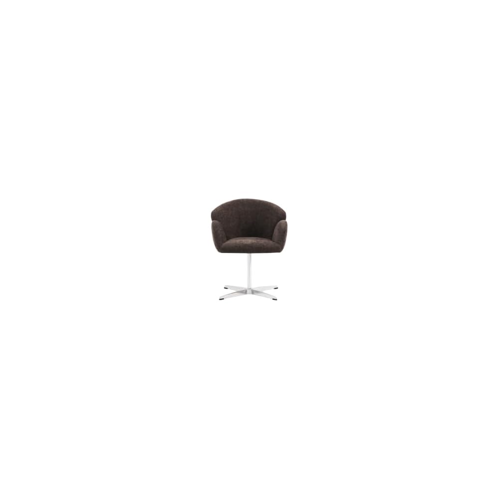 Scandinavian Moby Swivel Chair with Armrests - Polished Stainless Steel Frame with Mocha Padding (Single Piece)