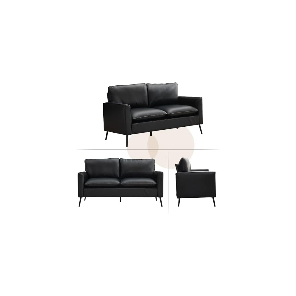 Okeysen Modern Leather Loveseat, Upholstered Couch for Guest, Mid-Century Accent Chair for Living Room Comfy, Couches for Small Spaces, Sofa Chair Reading Chair for Waiting Room.