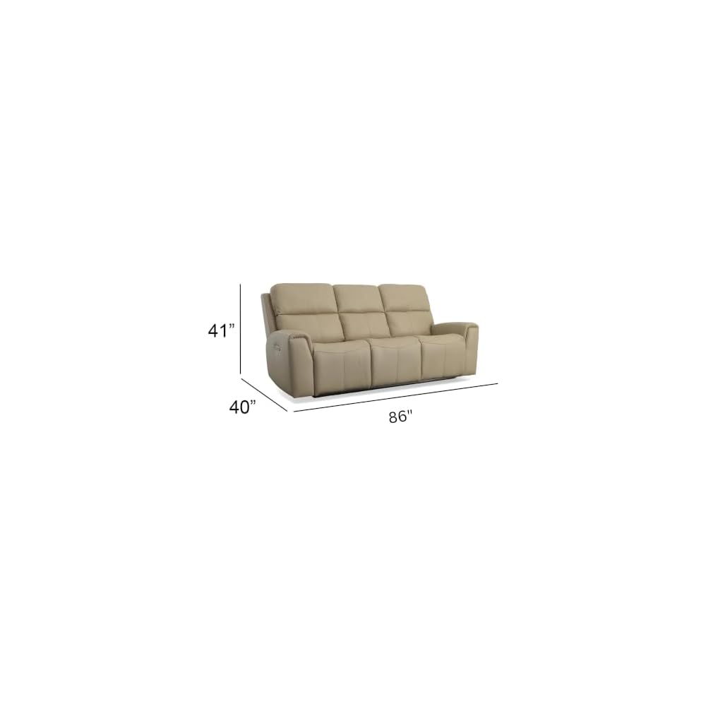 Flexsteel Power Reclining Leather 86" Sofa with Power Headrests, Zero Gravity Recliner Couch, Top Grain Leather Living Room Sofa, USB Charging Ports, Blue Steel Spring,Tan
