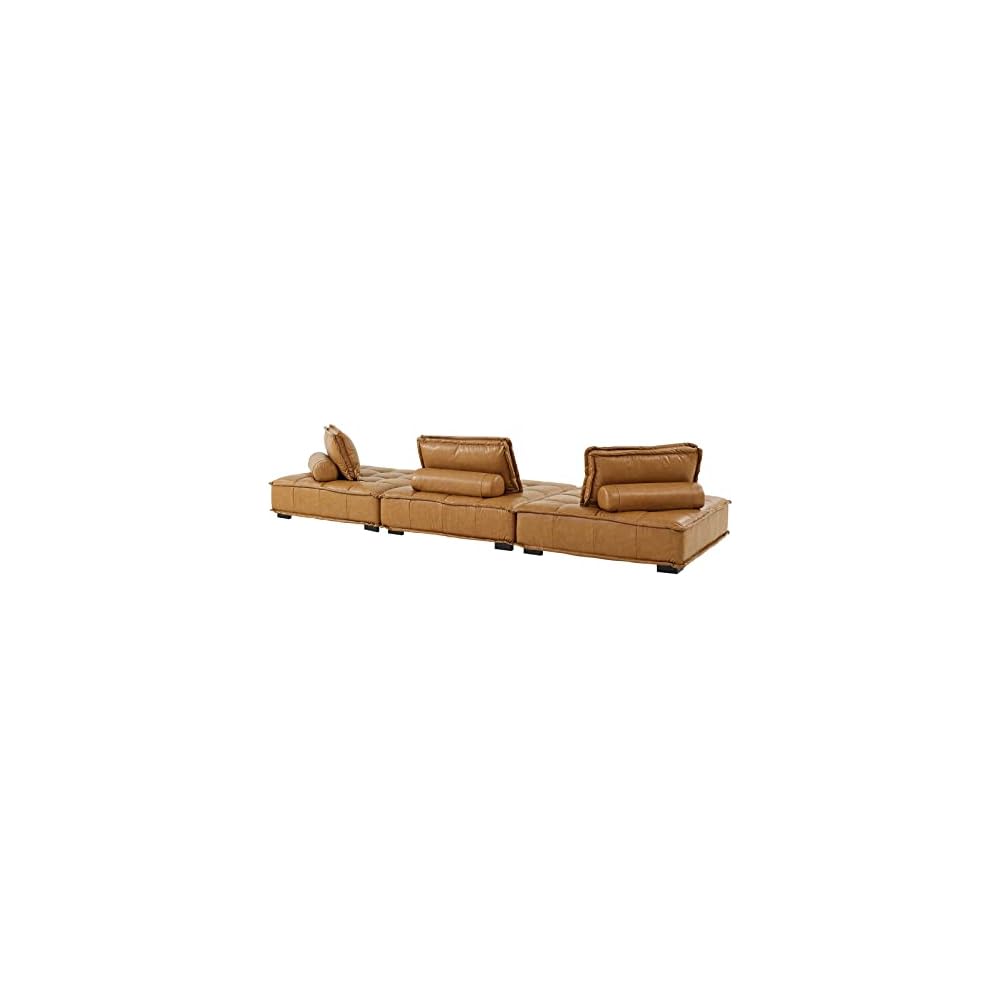 Modway EEI-5207-TAN Saunter Tufted Vegan Leather Vegan Leather 3-Piece Sofa, Tan