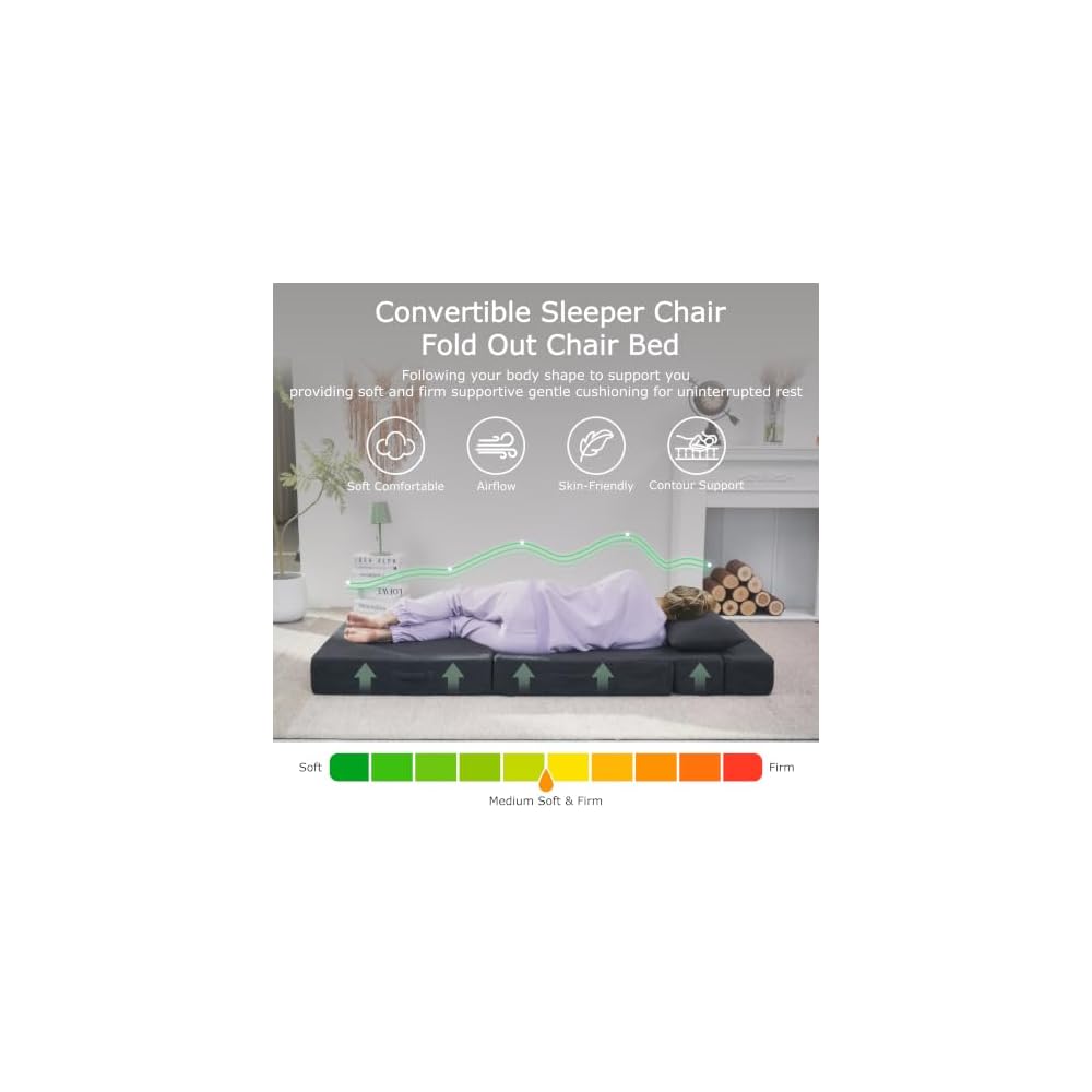 Folding Sofa Bed, Convertible Sleeper Chair Bed, Floor Sofa with Bag
