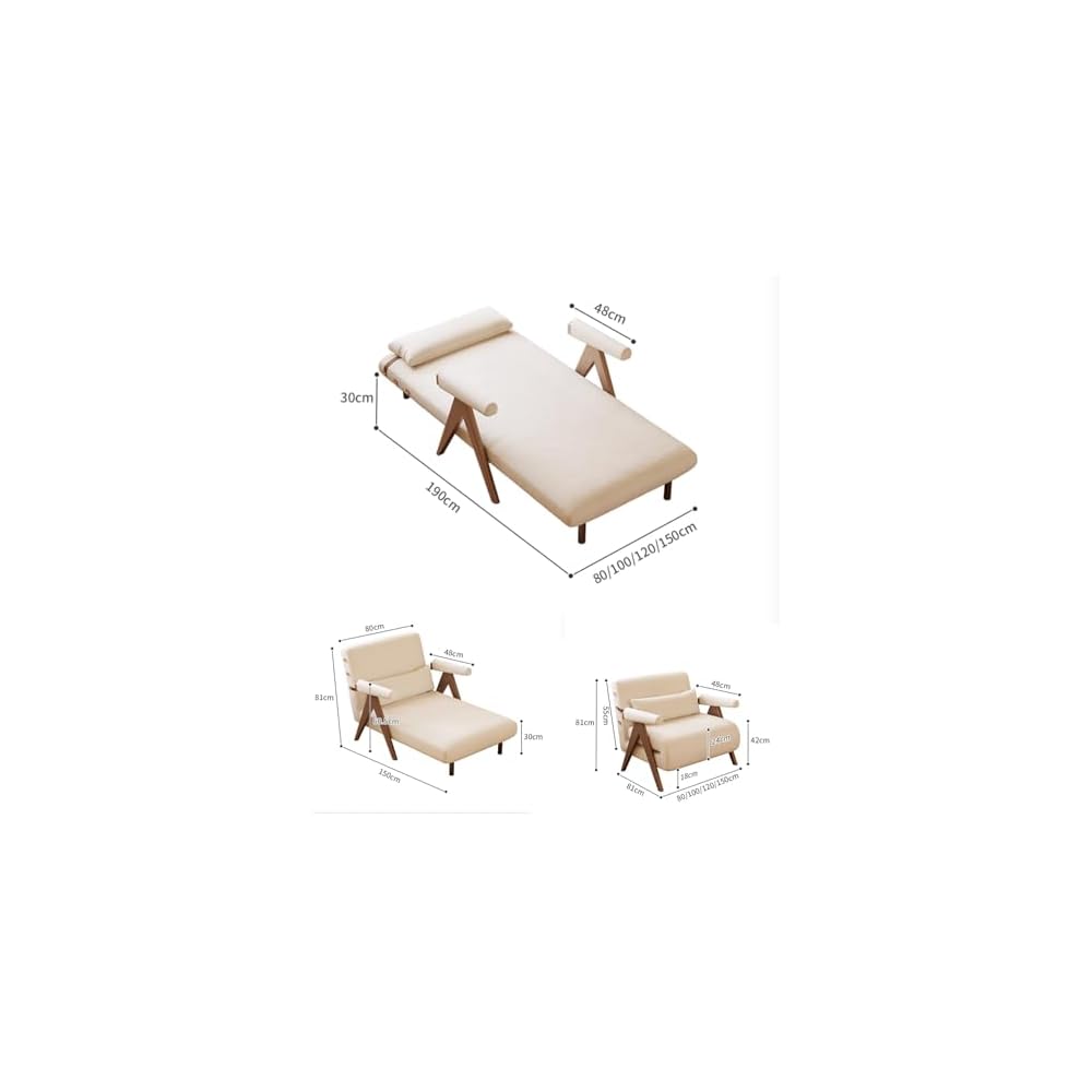 AnywaysWood 25in w Residential Convertible Sofa Bed Chair| White Sleeper Chair for Reading |3 in 1 Sleeper Sofa Couch Bed | Adults | Living Room, Bedroom,Office | Adjustable Backrest| Space-Saving