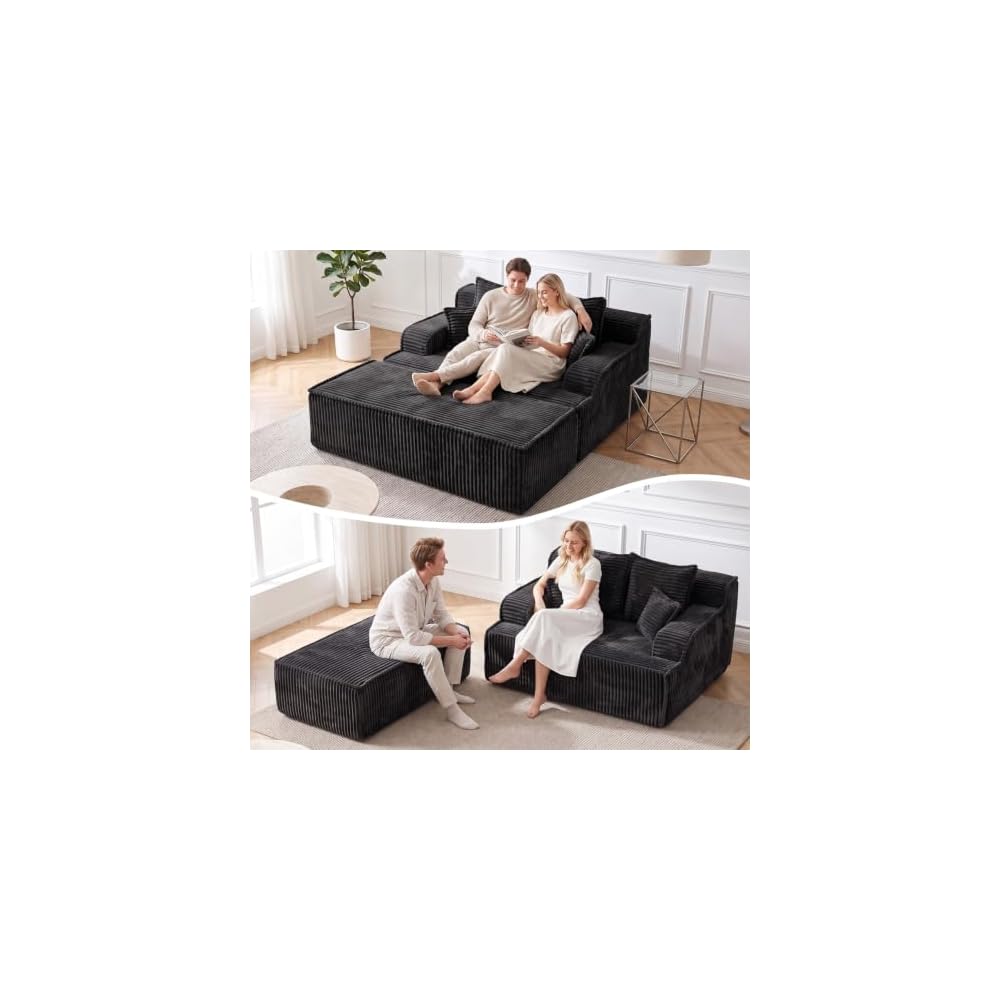Chaise Lounge Chair Indoor,Oversized Boneless Chair Reading Chair,Comfy Boneless Small Couch for Living Room,Single Sleeper Chair Bed,Grey