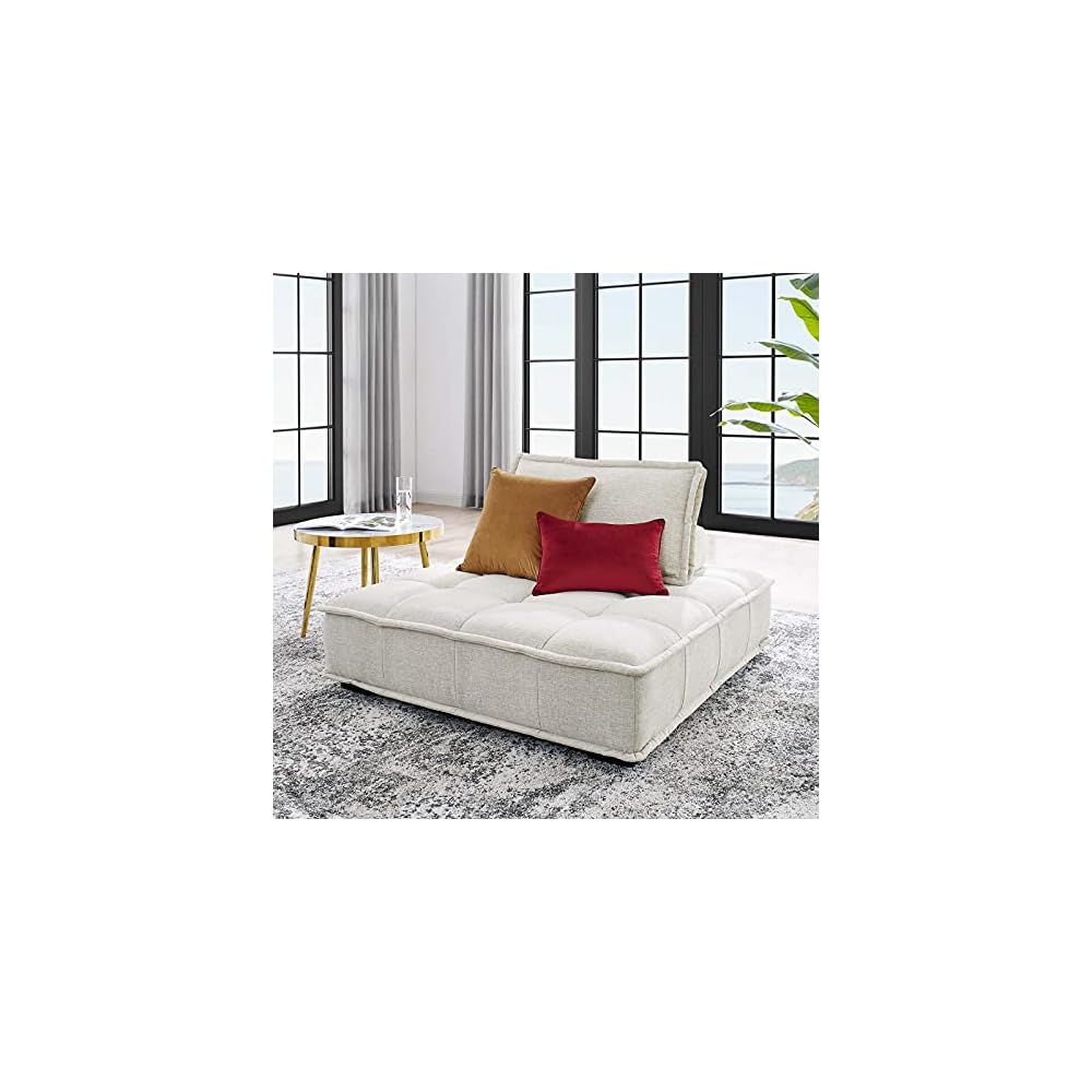 Modway EEI-5207-TAN Saunter Tufted Vegan Leather Vegan Leather 3-Piece Sofa, Tan