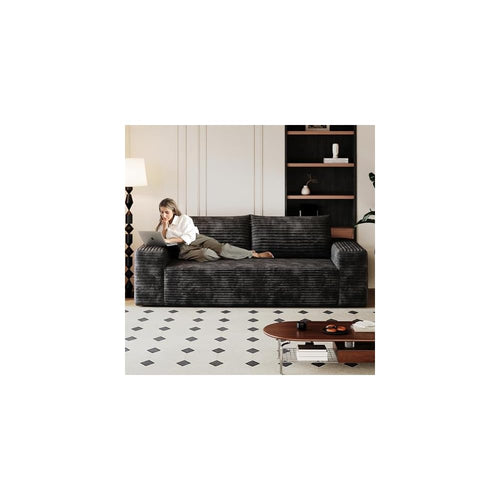 3 Seater Couch for Living Room, 71.3 INCH Fluffy Corduroy Boneless Couch Cloud Loveseat with Wide Armrest, Upholstered Floor Sofa in A Box, No Assembly Required