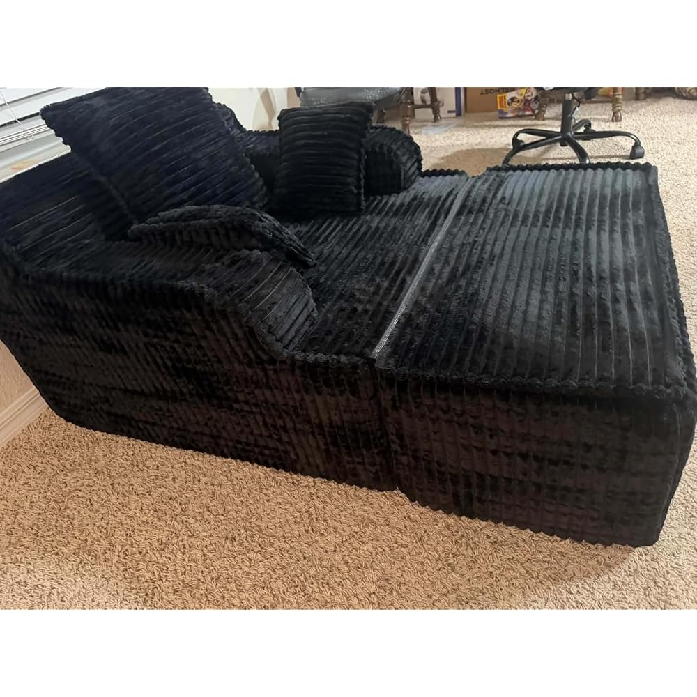 Chaise Lounge Chair Indoor,Oversized Boneless Chair Reading Chair,Comfy Boneless Small Couch for Living Room,Single Sleeper Chair Bed,Grey