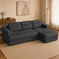 EROMMY 92" L-Shaped Boneless Cloud Couch,Low-Profile Right Chaise,Grey