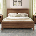 AMERLIFE Queen Wood Bed Frame with Fluted Headboard & Footboard, Walnut
